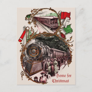 Cartes Pour Fêtes Annuelles 1900 Accueil Pour Train De Noël