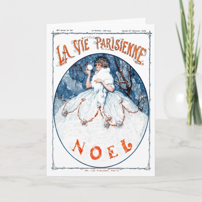 CARTES POUR FÊTES ANNUELLES 1919 ! ! REINE DE NEIGE FRANÇAISE NOËL SALUT (Devant)