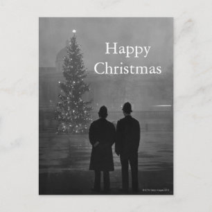Cartes Pour Fêtes Annuelles 1948 : Deux policiers regardent l'arbre de Noël