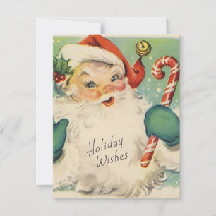 Cartes Pour Fêtes Annuelles 1950 Rétro Vintage Noël Père Noël Avec Sucre de ca
