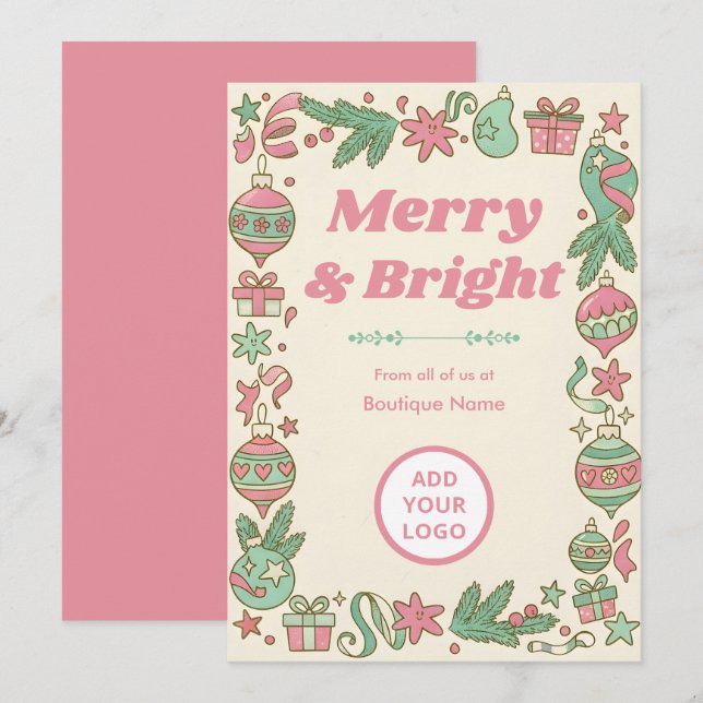 Cartes Pour Fêtes Annuelles 1950s Pastel Christmas | Boutique Bulk Greetings (Devant / Derrière)