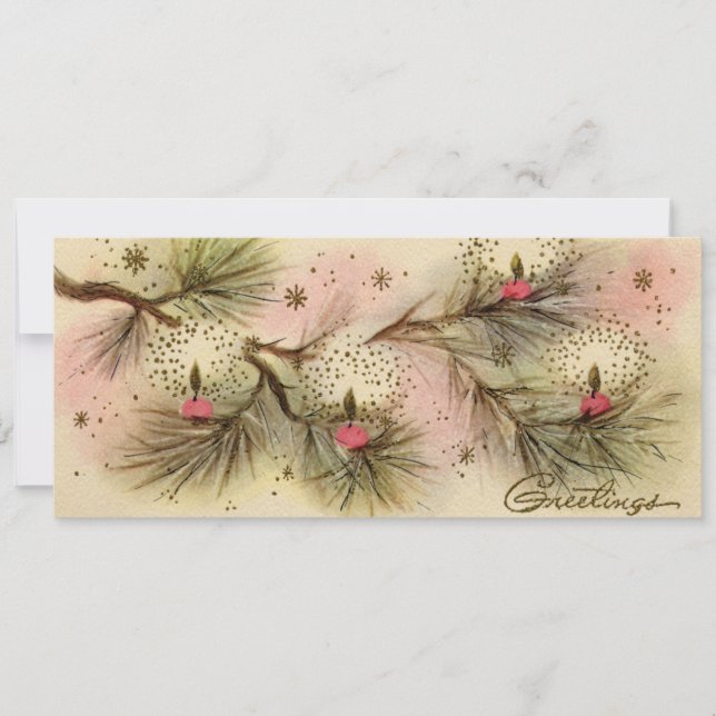 Cartes Pour Fêtes Annuelles 1950's Rétro Pine Christmas Card (Devant)