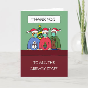 Cartes Pour Fêtes Annuelles 19 Noël Merci au personnel de la bibliothèque