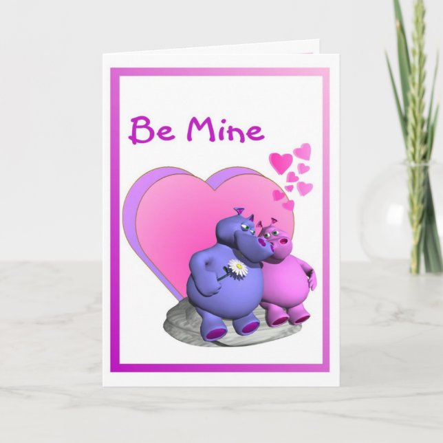 Cartes Pour Fêtes Annuelles 1. L'hippopotame envoûté Caricatures Valentine (Devant)