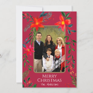 Cartes Pour Fêtes Annuelles 1 Photo Joyeux Noël Aquarelle Fleurs Fêtes