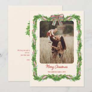 Cartes Pour Fêtes Annuelles 1 photo plaid bow rustique Noël Photo
