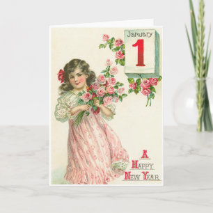 Cartes Pour Fêtes Annuelles 1er janvier vintage