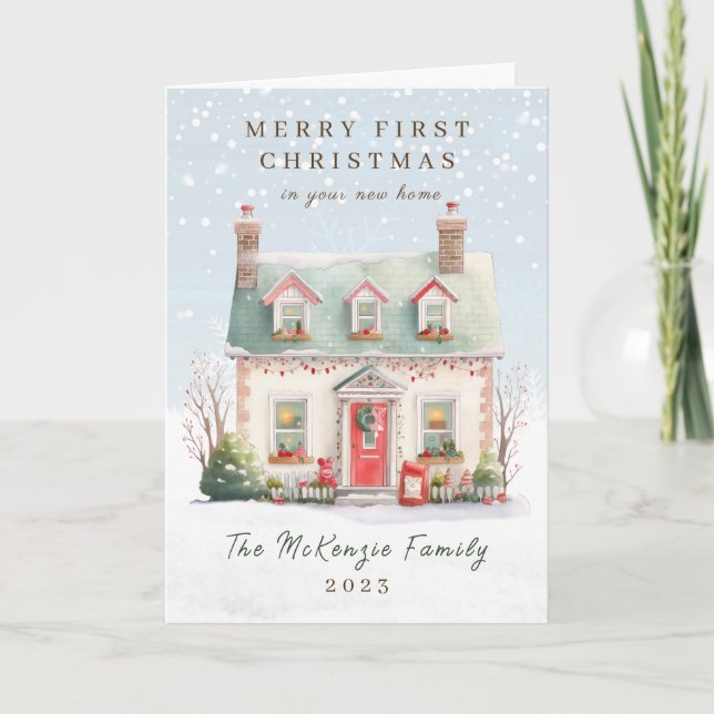 Cartes Pour Fêtes Annuelles 1er Noël à New Home (Devant)