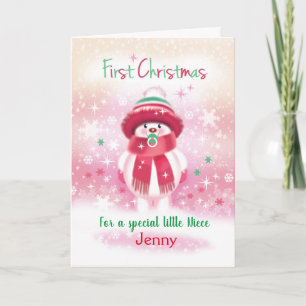 Cartes Pour Fêtes Annuelles 1er Noël, bébé nièce, bébé neige et Pacifique
