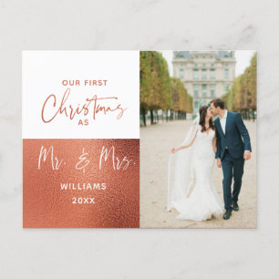 Cartes Pour Fêtes Annuelles 1er Noël moderne Mr & Mrs Copper Photo