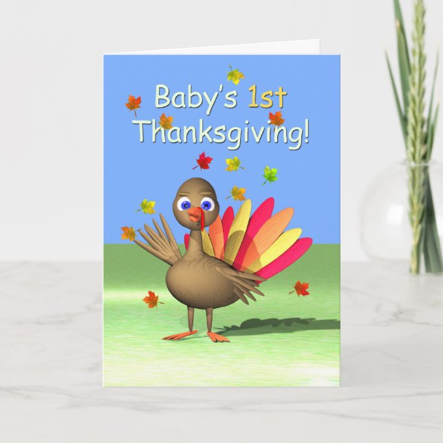 Cartes Pour Fêtes Annuelles 1er Thanksgiving pour bébé - Baby Turkey (Devant)