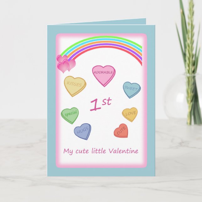 Cartes Pour Fêtes Annuelles 1ère Saint Valentin pour bébé - Coeurs d'amour et  (Devant)