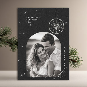 Cartes Pour Fêtes Annuelles 1Noël Marry Snowflakes Boho Black Photo