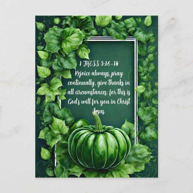Cartes Pour Fêtes Annuelles 1Thess 5:16-18. verset biblique Thanksgiving (Devant)