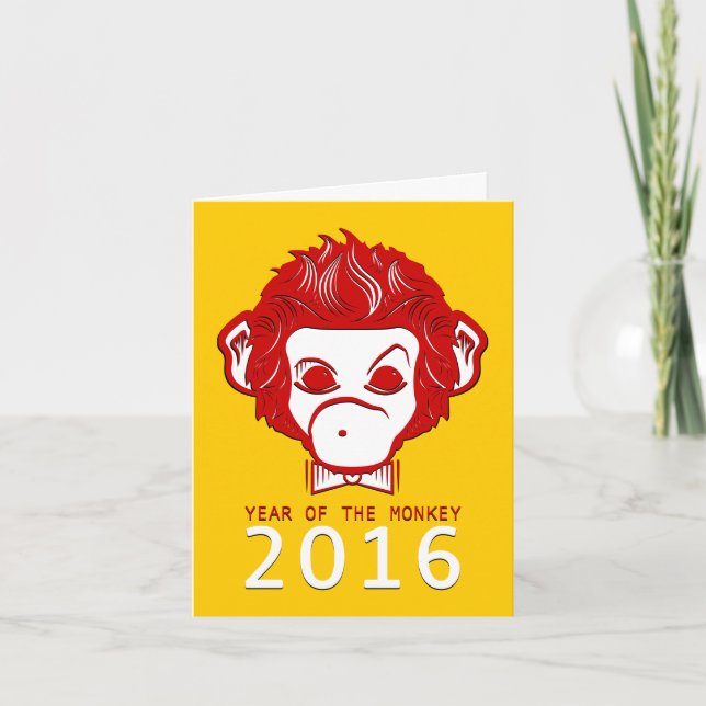 Cartes Pour Fêtes Annuelles 2016 année du singe (bowtie) (Devant)