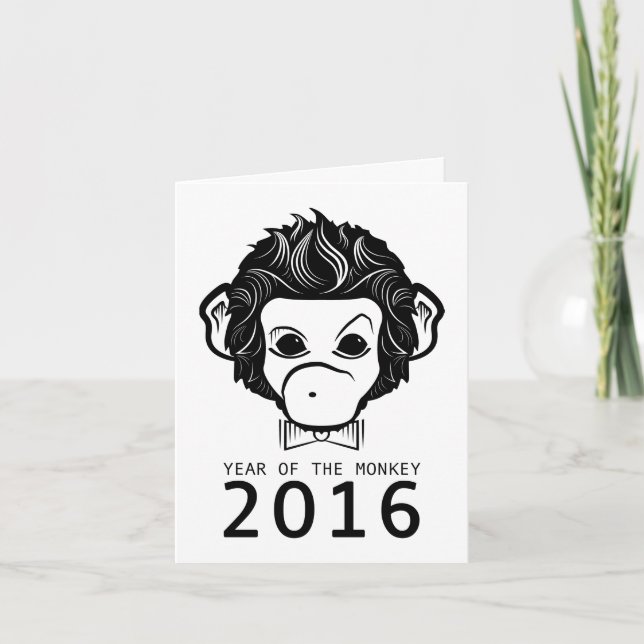 Cartes Pour Fêtes Annuelles 2016 année du singe (bowtie) (Devant)