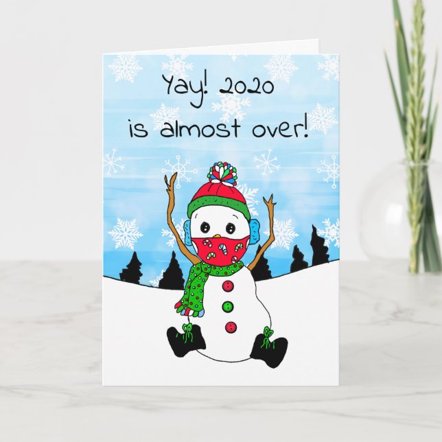 Cartes Pour Fêtes Annuelles 2020 est presque sur Snowman Facemask Noël (Devant)