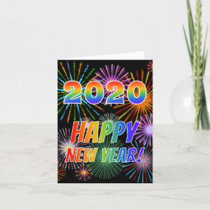Cartes Pour Fêtes Annuelles 2020 HEUREUSE NOUVELLE ANNÉE ! + Motif de feux d'a