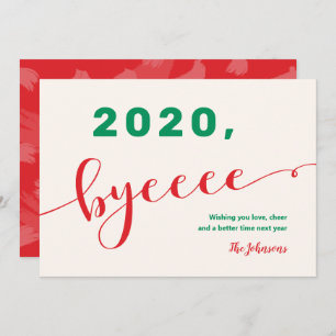 Cartes Pour Fêtes Annuelles "2020, oceee" Rouge & Vert Non-Photo Drôle 2020