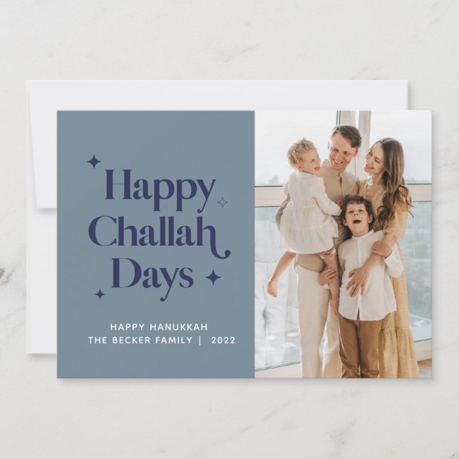Cartes Pour Fêtes Annuelles 2021 Blue Happy Challah Days Hanoukka Photo person (Devant)
