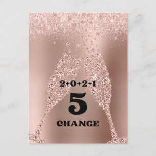 Cartes Pour Fêtes Annuelles 2021 Nouvel an de changement Rose Toast Champagne 