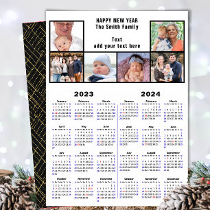 Cartes Pour Fêtes Annuelles 2023 - 2024 Calendrier Famille 6 Photo Collage Mod