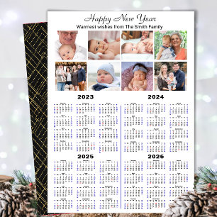 Cartes Pour Fêtes Annuelles 2023 - 2026 Calendrier Famille Moderne 8 Photo Col