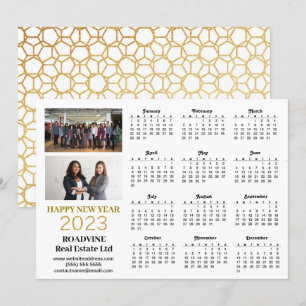 Cartes Pour Fêtes Annuelles 2023 Business Photo Modern Gold Script Calendrier