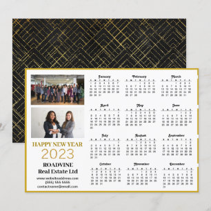 Cartes Pour Fêtes Annuelles 2023 Business Photo Modern Gold Script Calendrier