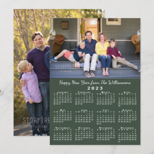 Cartes Pour Fêtes Annuelles 2023 Calendrier 2 Photos Vert foncé Bonne année