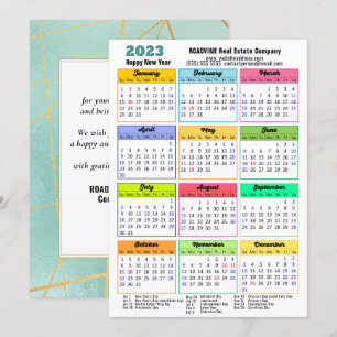 Cartes Pour Fêtes Annuelles 2023 Calendrier Mint Green Stripes Moderne Entrepr