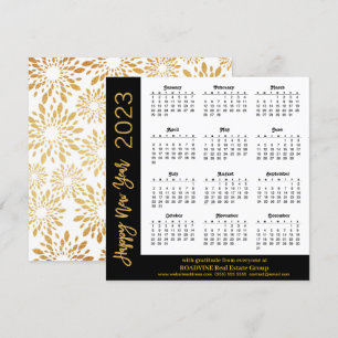 Cartes Pour Fêtes Annuelles 2023 Calendrier Modern Gold Script sur Black Busin