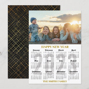 Cartes Pour Fêtes Annuelles 2023 Calendrier moderne Gold et noir Script photo