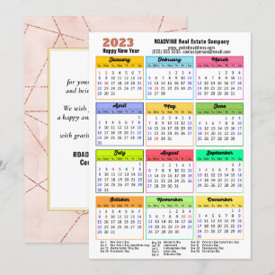 Cartes Pour Fêtes Annuelles 2023 Calendrier Rose Gold Stripes Moderne Entrepri
