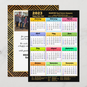 Cartes Pour Fêtes Annuelles 2023 Entreprise Photo Gold Script Calendrier moder