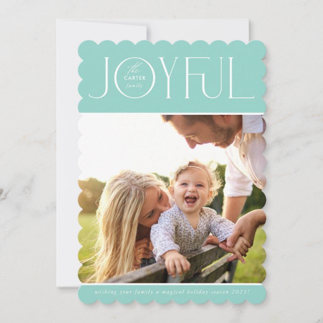 Cartes Pour Fêtes Annuelles 2023 FAMILY PHOTO moderne élégante menthe douce JO (Devant)