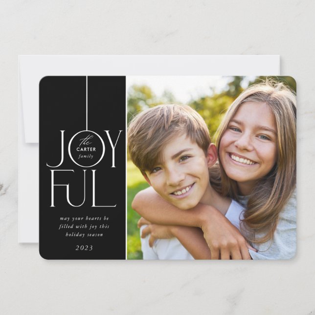 Cartes Pour Fêtes Annuelles 2023 FAMILY PHOTO police élégante moderne JOYFUL n (Devant)