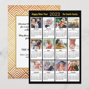 Cartes Pour Fêtes Annuelles 2023 Gold Script Modern Family 12 Calendrier photo