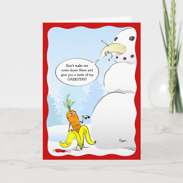 Cartes Pour Fêtes Annuelles 2023 Noël Banane Karaté Carotte Bonhomme de neige  (Devant)