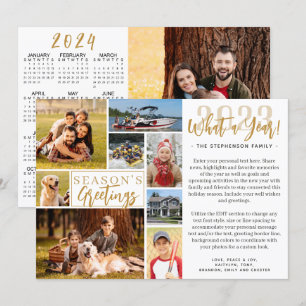 Cartes Pour Fêtes Annuelles 2023 What A Year Photo Collage 2024 Calendrier