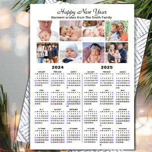 Cartes Pour Fêtes Annuelles 2024 2025 Calendrier Famille Collage photo minimal