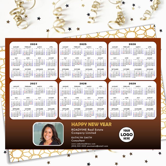 Cartes Pour Fêtes Annuelles 2024 - 2029 Calendrier Entreprise Moderne Rouge No (Créateur téléchargé)