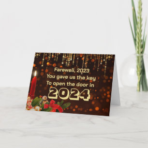 Cartes Pour Fêtes Annuelles 2024 Bonne Année AU REVOIR 2023