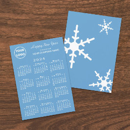 Cartes Pour Fêtes Annuelles 2024 Calendrier Business Logo Light Blue Snowflake