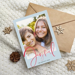 Cartes Pour Fêtes Annuelles 2024 PHOTO CHRISTMAS stylish script rouge joyful