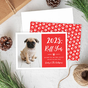 Cartes Pour Fêtes Annuelles 2024 Ruff Year Red Funny Chien Photo