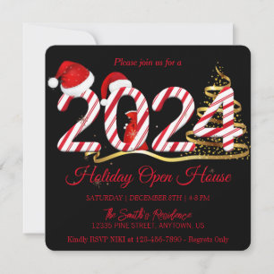 Cartes Pour Fêtes Annuelles 2024 Santa Claus, Snowflakes Elegant Chic
