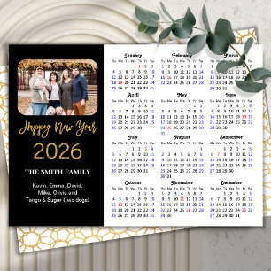Cartes Pour Fêtes Annuelles 2025 Calendrier Elegant Gold Parties scintillant S