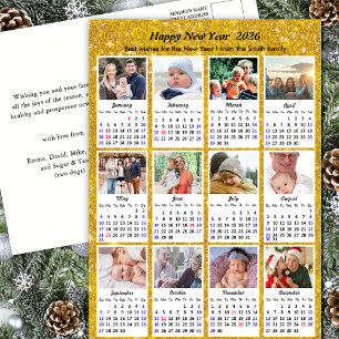 Cartes Pour Fêtes Annuelles 2025 Calendrier Famille Moderne 12 Photo Parties s