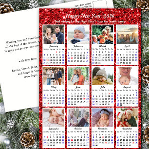 Cartes Pour Fêtes Annuelles 2025 Calendrier Famille moderne 12 Photo Parties s